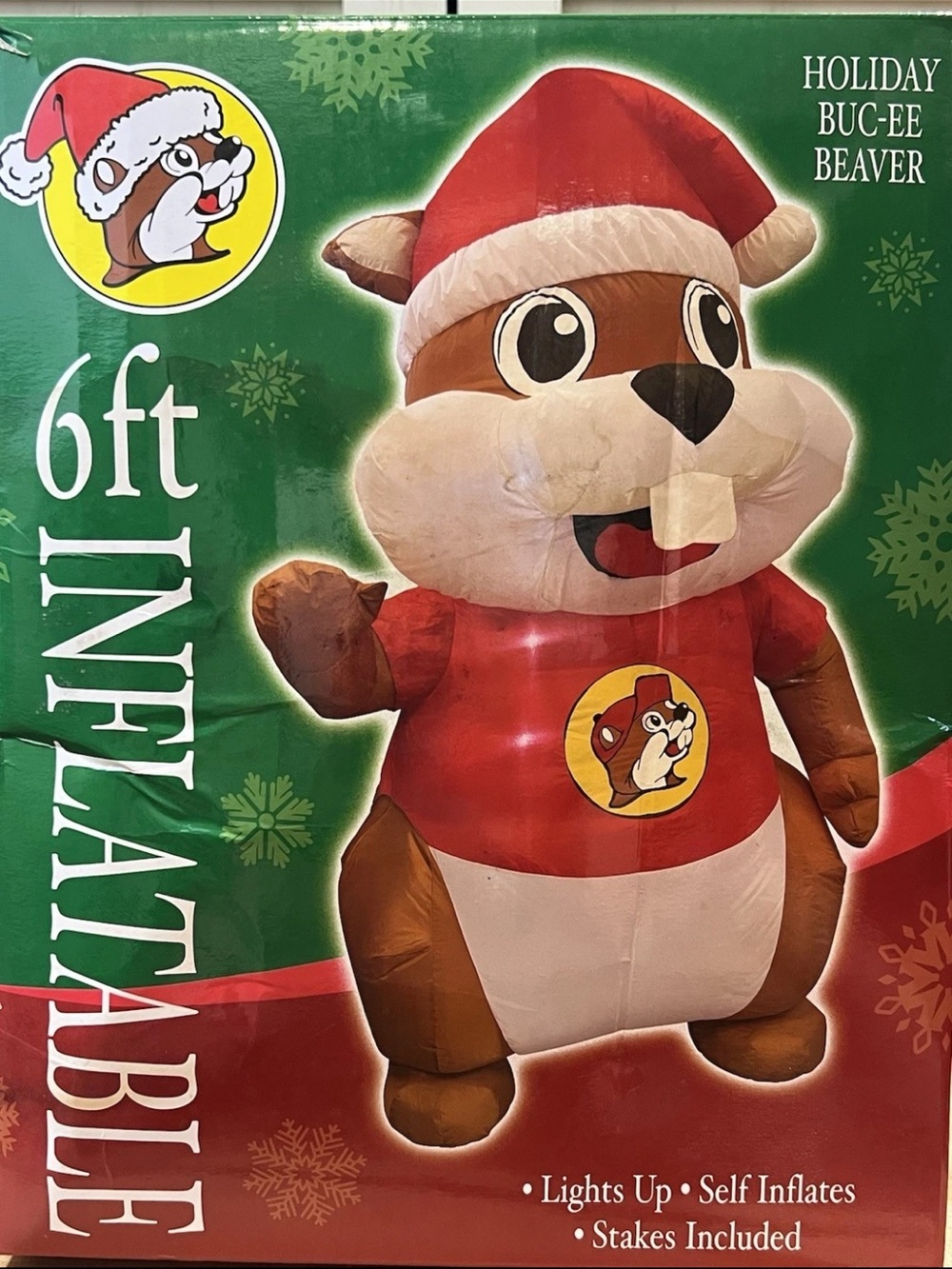 Buc-ee's 6 Ft. Holiday Beaver Santa Inflatable, self-inflates, lights up